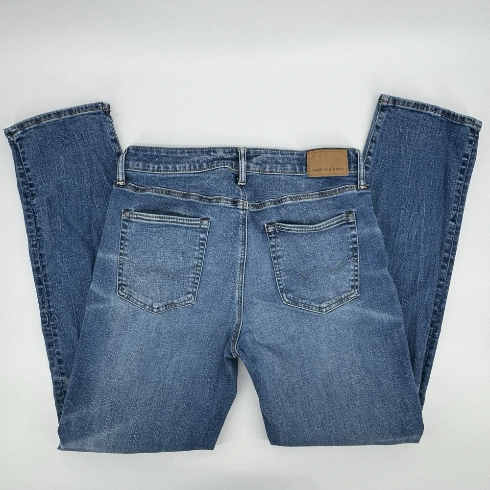 American Eagle AirFlex+ Athletic Straight Jeans Men's 32x33 Blue Denim PNW Style